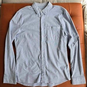 EUC lululemon commission button down - blue grey